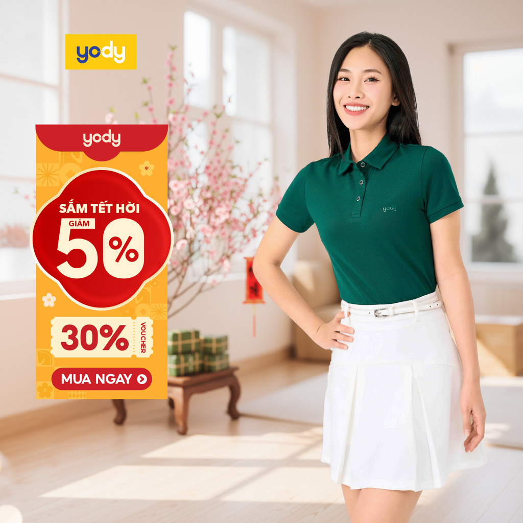    Áo thun polo nữ YODY thun cao cấp ngắn tay có cổ chất liệu cotton thoáng mát  APN7280 