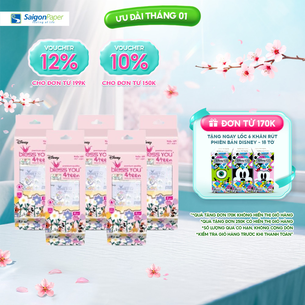 Combo 5 Bọc Khăn Ướt Mini – Bless You 4Teen (30 túi x 12 tờ)