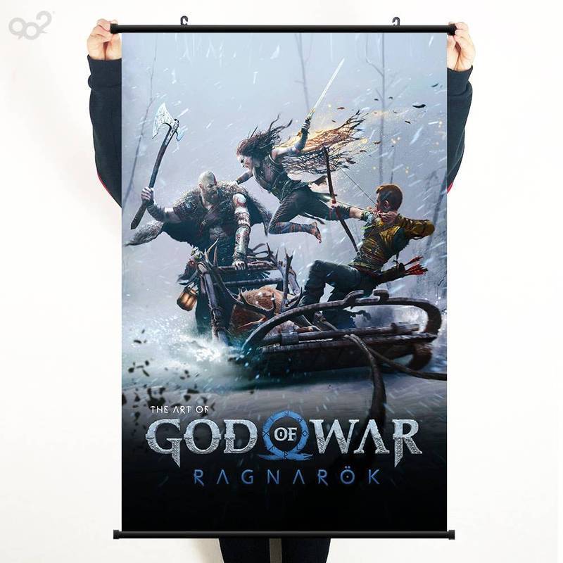 God of War Ragnar ♧k trò chơi ngoại vi áp phích cuộn tranh - God of War Kratos PS5 vải trò chơi tran