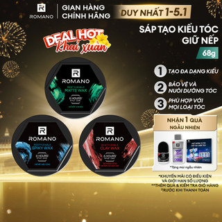   Freeship  Sáp vuốt tóc nam Romano Restyleable 68g giữ nếp tóc suốt 8h 