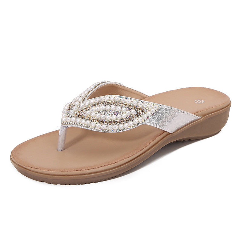 Giày Sandal Bohemian Mũi Tròn Giày Sandal Nữ Kim Cương Giả Plus Size Dép Nữ