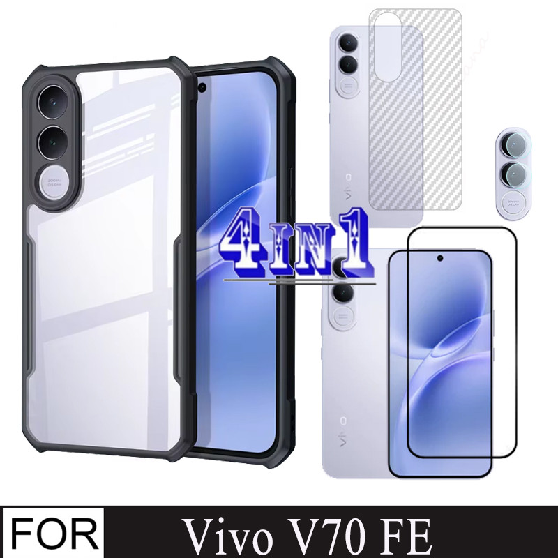 Ốp Điện Thoại Chống Sốc Vivo V70 FE Cho Vivo X200 FE V70 FE V70Elite 4in1 Kính Cường Lực Bảo Vệ Màn 