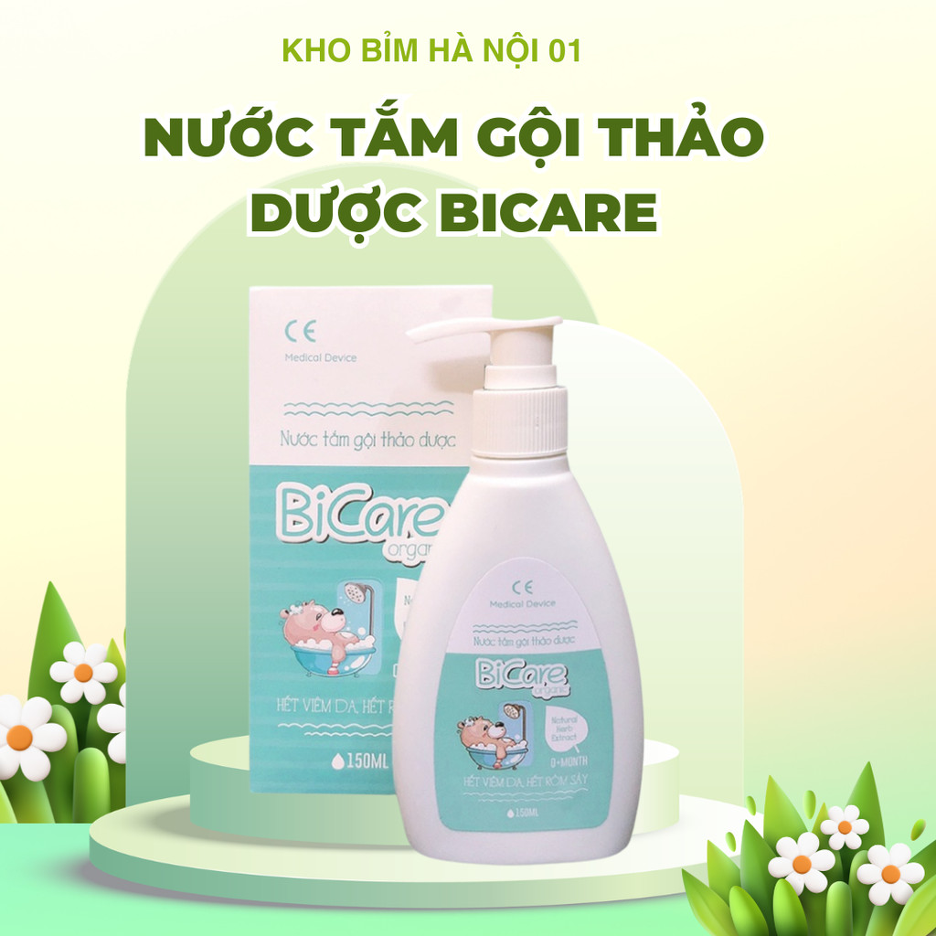 Nước Tắm Thảo Dược BiCare Organic Cho Trẻ Sơ Sinh 250ml cho da nhạy cảm, ngừa rôm sảy, viêm da- KHO 