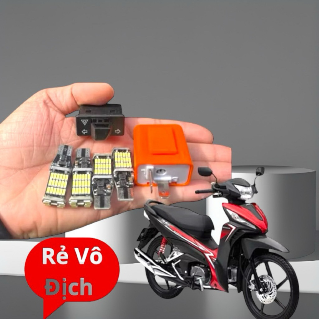 Bộ Xi Nhan Hazza Led T15 Kèm Công Tắc,Rơle Lắp Đặt Wave RSX Cực Hót