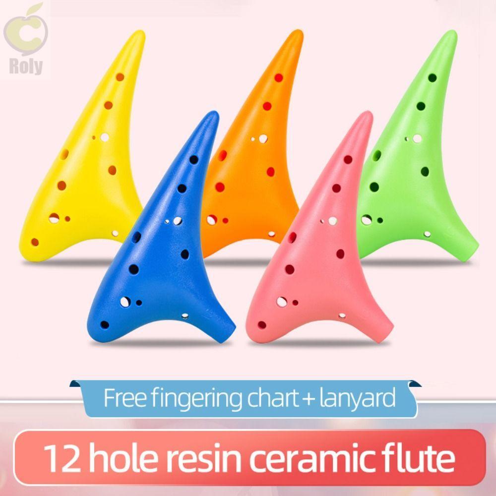 ROLY C Key Ocarina, Dễ Chơi Với Dây Buộc Alto Ocarina 12 Lỗ, Alto C Di Động Chỉnh Nhựa Nhựa Chống Rơ