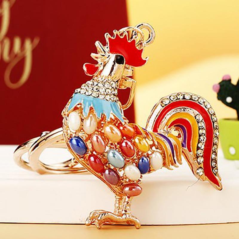 [FFV] Opals xinh xắn Co Gà Trống Chien Móc Khóa Túi Pha Lê Mặt Dây Chuyền Kim Cương Giả Sang Trọng M