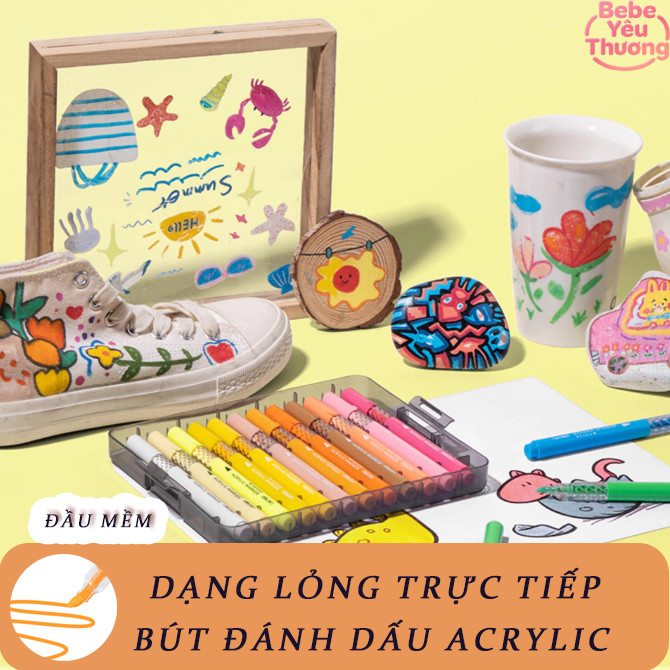 Bút Màu Acrylic 120 Màu đầu Mềm, Màu Acrylic Chống Nước, Cho Học Sinh