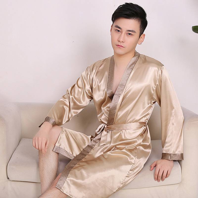 Men's Summer Short Sleeve Thin Robe Spring and Autumn Pajamas Homewear Men's Summer Short Sleeve Thi