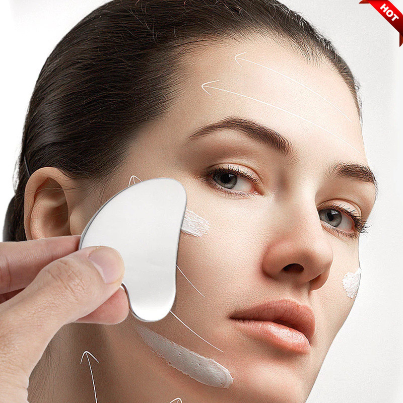 [lalang.]Dụng cụ chăm sóc da mặt Gua Sha bằng thép không gỉ Guasha cho mặt Kim loại Gua Sha Làm săn 
