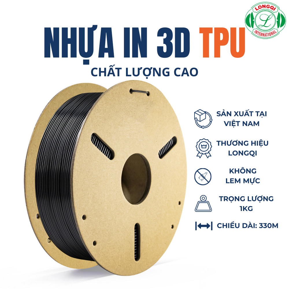 NHỰA IN 3D TPU 95A CHẤT LƯỢNG CAO TOP 330M TRỌNG LƯƠNG 1KG MÀU ĐEN LONGQI