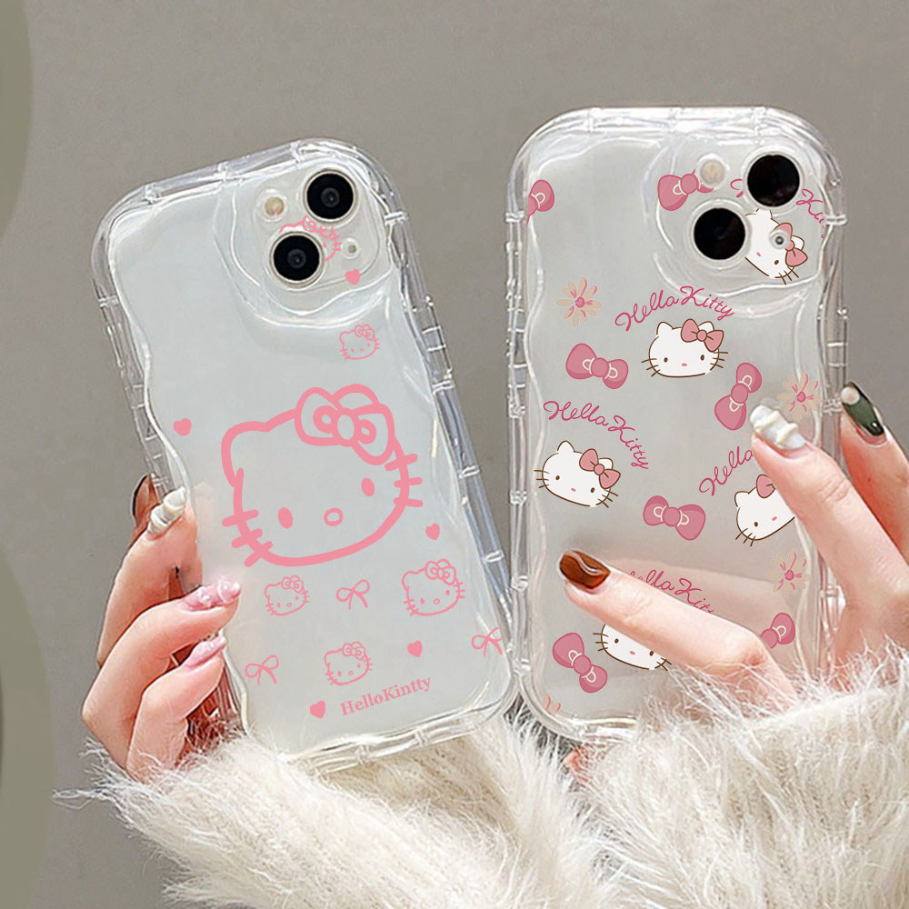 Ốp điện thoại hình bầu dục hình bầu dục màu hồng trong suốt Hello Kitty cho OPPO A15 A15S A35 A16K A