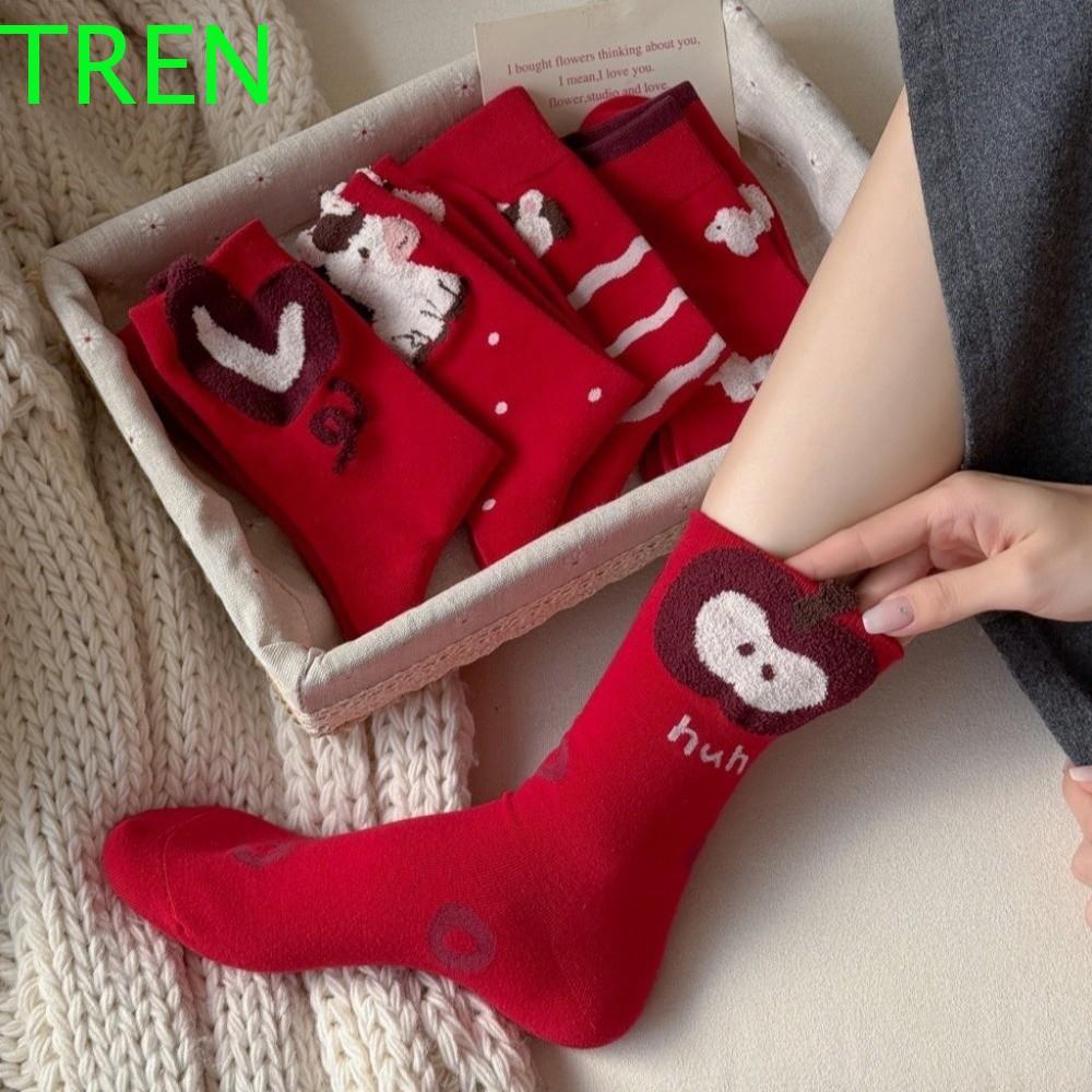 Tất Năm Mới TREN, Phim Hoạt Hình Ngựa Giữa Ống Cung Hoàng Đạo Tất Năm Ngựa, Cotton Co Giãn Dễ Thương