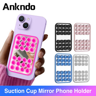 Giá đỡ điện thoại cốc hút silicon Ankndo có gương dính lưng Giá đỡ điện thoại