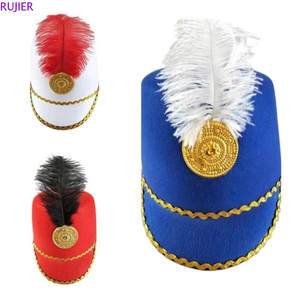 RUJIER Marching Band Hat, Dress Up Sun Protection Uniform Hat, Doorman 's Hat Role Play Vintage Knig