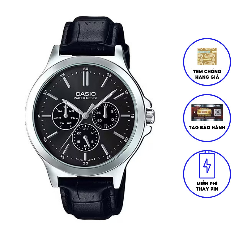Đồng hồ nam dây da chính hãng Casio MTP-V300L-1AUDF