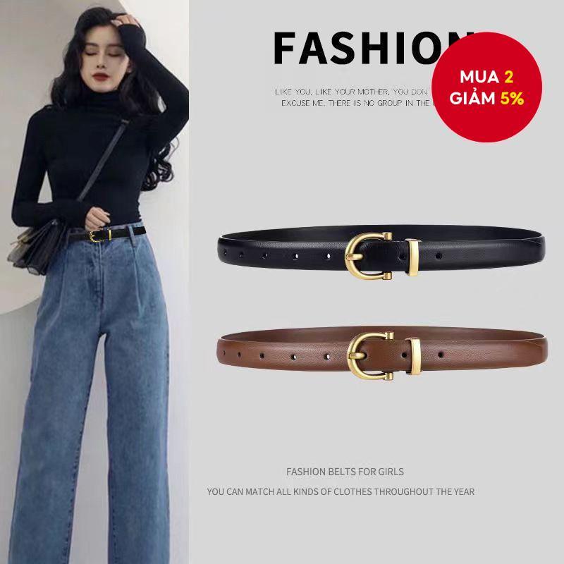 Thắt lưng nữ Da PU mỏng có thể điều chỉnh Khóa chốt cho quần jean Áo khoác ngoài mặc hàng ngày Dây thắt lưng