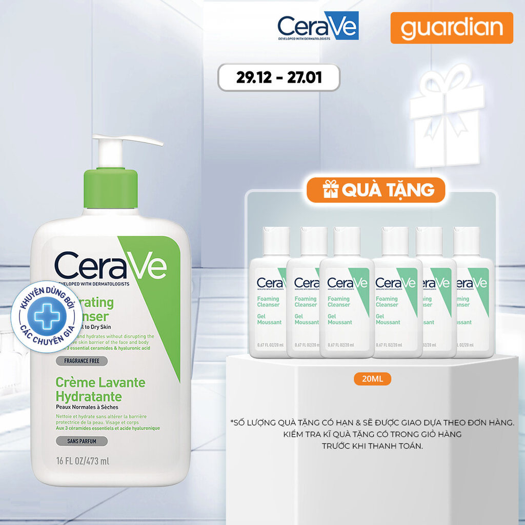 Sữa Rửa Mặt Cerave Dưỡng Ẩm Làm Sạch Sâu Cho Da Thường Da Khô 473Ml