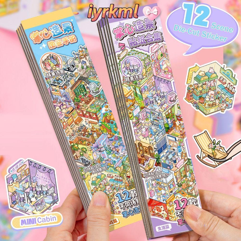 IYRKML Die-Cut Scene Sticker, PET Visual Stacking Miniature Scenery Collection Volume, Fun Giải nén 
