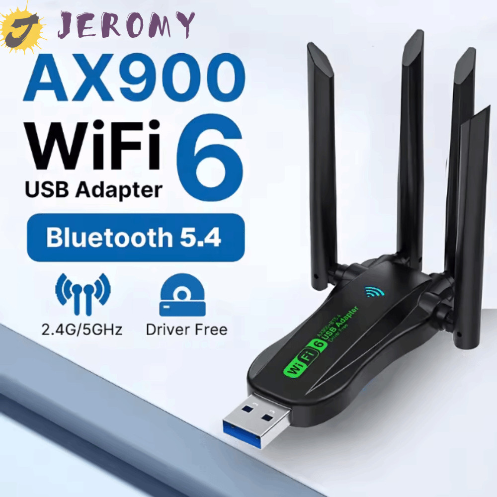 Bộ chuyển đổi USB WiFi6 băng tần kép JEROMY, 2.4G / 5Ghz Bluetooth 5.4 900Mbps WiFi Dongle, Plug Pla