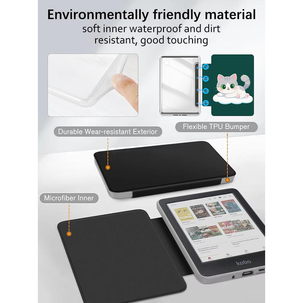 Kobo Libra Colour/Kobo Libra2 7Inch Sleep Detachable Transparent case White[Shipped on the Same Day]