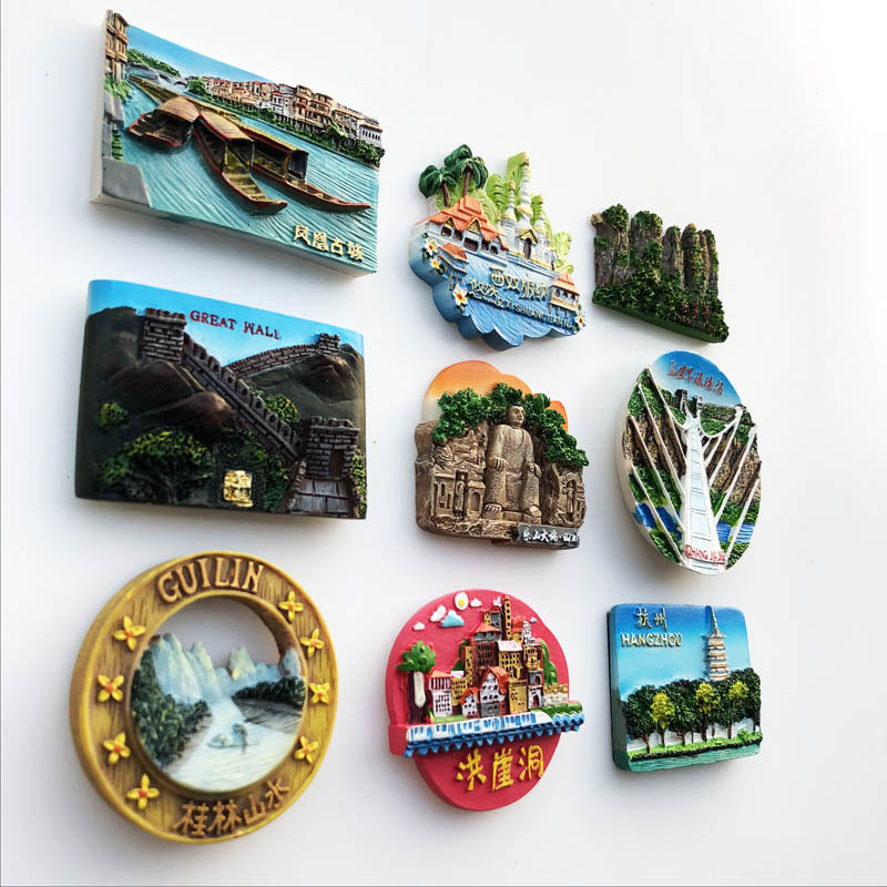 Spot Goods#In Stock Domestic Travel Souvenir Decorative Craft Resin Painted Magnet Fridge Magnet1229