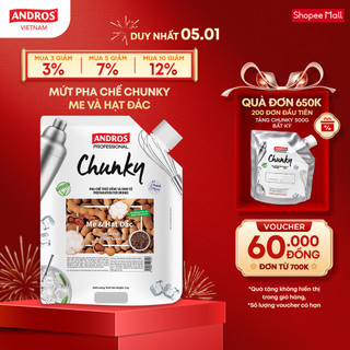  Mứt Pha Chế Me & Hạt Đác - Có Miếng Trái Cây Thật - Nguyên liệu pha chế - ANDROS CHUNKY - 1KG 