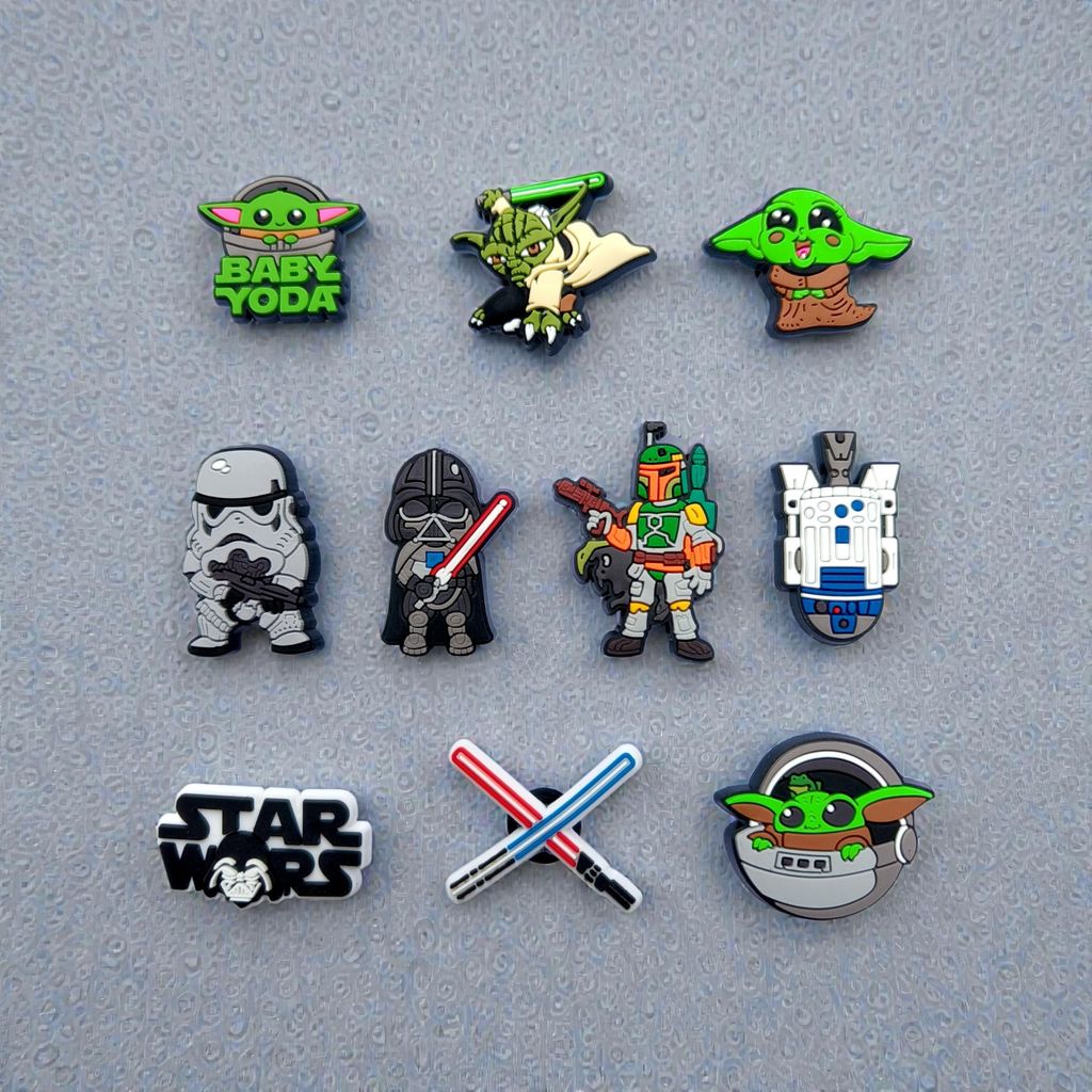 Set charm STAR WAR gắn dép cross, Nút gắn jibbitz sticker anime dép cross trang trí cham 2D nhựa PVC