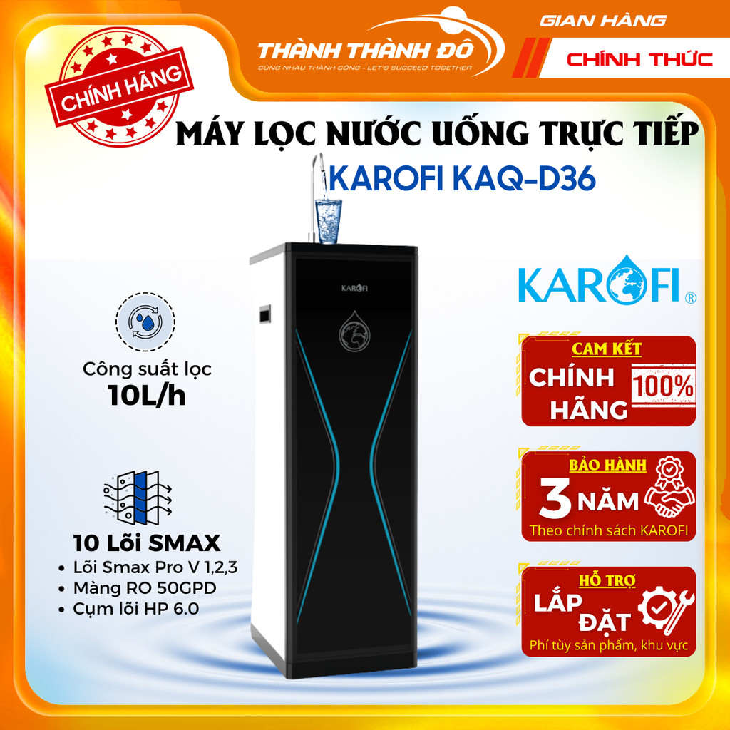 Máy lọc nước RO Mỹ 10 lõi KAROFI KAQ-D36 - Cụm lõi Smax hiệu suất cao - Lắp miễn phí