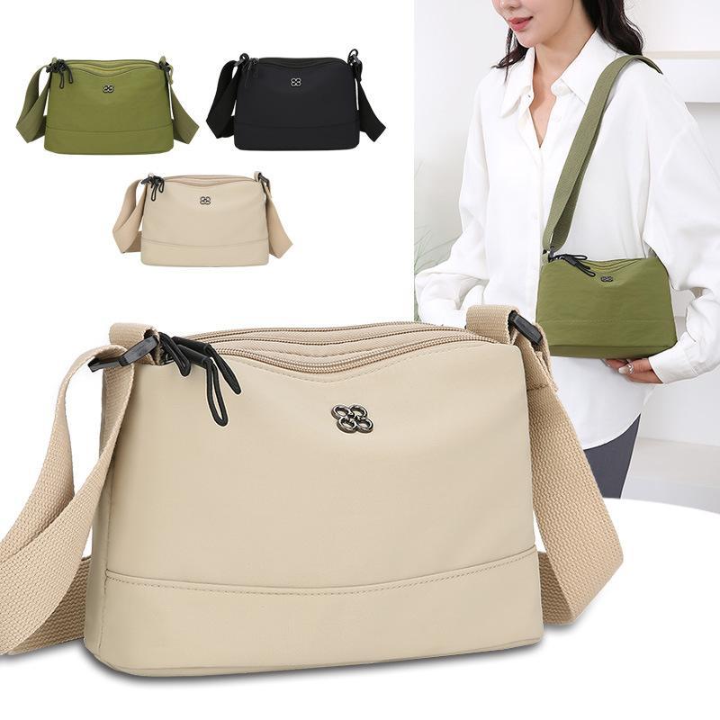 Túi đeo vai đi lại đơn giản bằng nylon nhẹ phong cách Hàn Quốc màu trơn thời trang