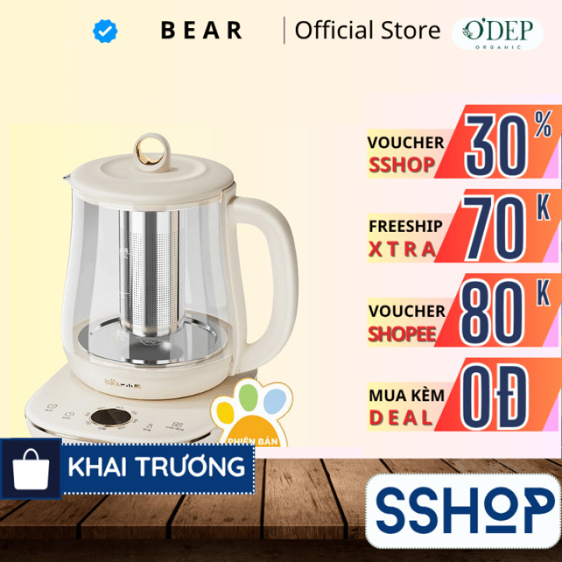 Ấm Đun Pha Trà 1.5L Siêu Tốc Bear YSH-E15M1 - Hàng Chính Hãng - Hapos - SSHOP SSO