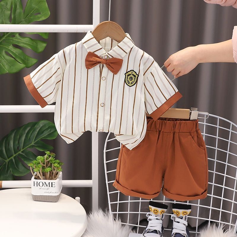 Trẻ Em Trẻ Em JK Suit Bé Trai Bé Gái Áo Sơ Mi Tay Ngắn Phong Cách Preppy Dragon Phoenix Tyre Chị Em 