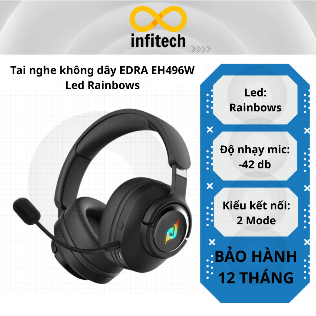 Tai nghe không dây EDRA EH496W Led Rainbows - Hàng chính hãng