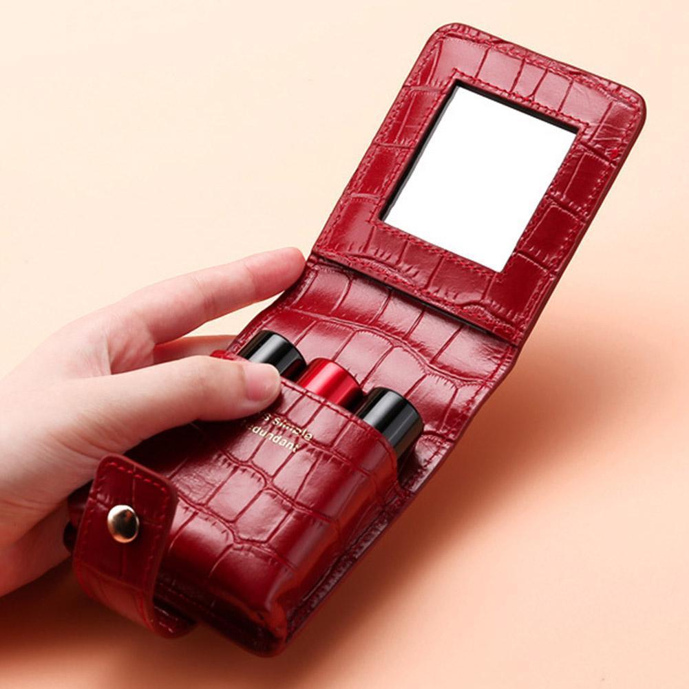 Túi đựng son môi bằng da Pu Mini có gương Túi đựng mỹ phẩm nhỏ cầm tay L9