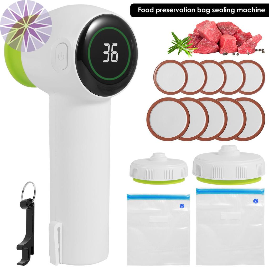 Mason Jar Chân Không Sealer Kit 1200mah Jar Máy Hút Chân Không Có Màn Hình Di Động Điện Mason Jar Se