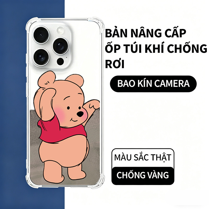 Ốp Lưng iPhone Gấu Đáng Yêu Màu Hồng Dễ Thương  iP 11/12/13/14/15/16/17/Plus/Pro/Max