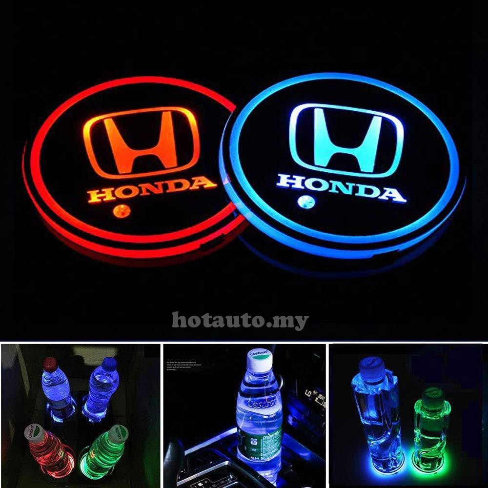 [12 loại] Đèn nội thất ô tô Giá đỡ cốc nước có đèn Led có Logo ô tô khác nhau Honda Toyota Lexus Nis