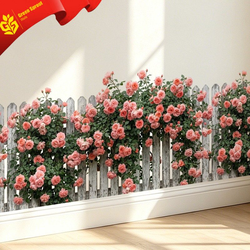 Miếng Dán Tường PVC Tự Dính Có Thể Tháo Rời Chống Thấm Nước Chống Bẩn Hoa Hồng Hàng Rào Cây Hoa Mẫu 