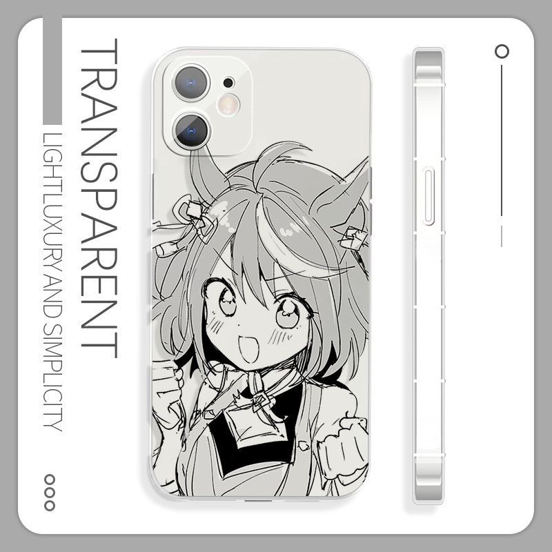 Ốp Điện Thoại Apple 16pro Silicone Đen Trắng Anime Ngựa Đua Cô Gái 15 Hai Chiều vivos18 Thích Hợp Ch