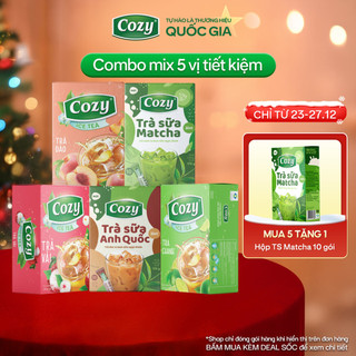  COMBO 5 Hộp Trà Cozy Hòa Tan Vị Đào Vải Chanh Trà Sữa Matcha Trà Sữa Anh Quốc Thơm Ngon Ngọt Dịu 
