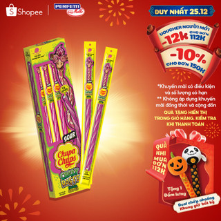  Kẹo dẻo Dài - Xoắn Chupa Chups Hươu Cao Cổ có nhân hương Dâu - Vani  Hộp 12 thanh  