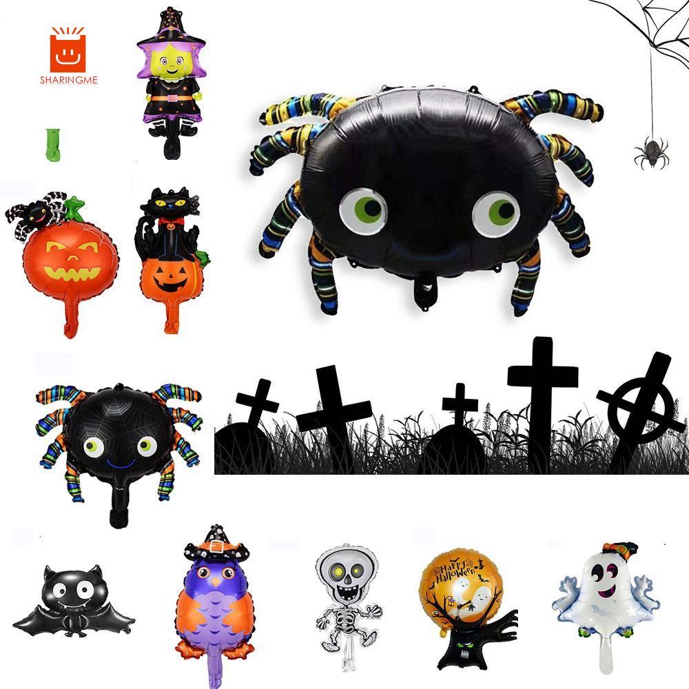SHARINGME Halloween Bí Ngô Bóng Ma, Bí Ngô Mini Ma Bát Halloween Bát Đầu Lâu Bóng Bay, Phim Nhôm Đầu