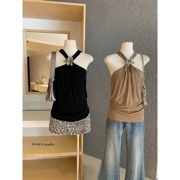 ÁO CỔ YẾM ĐÍNH CHARM HOA W6613