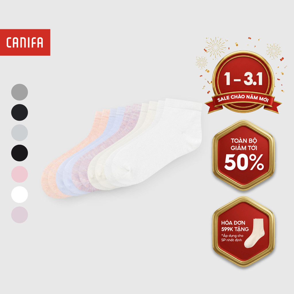  Combo 5 tất unisex trẻ em CANIFA cổ thấp chất liệu co giãn thấm hút tốt 3AX24A001 