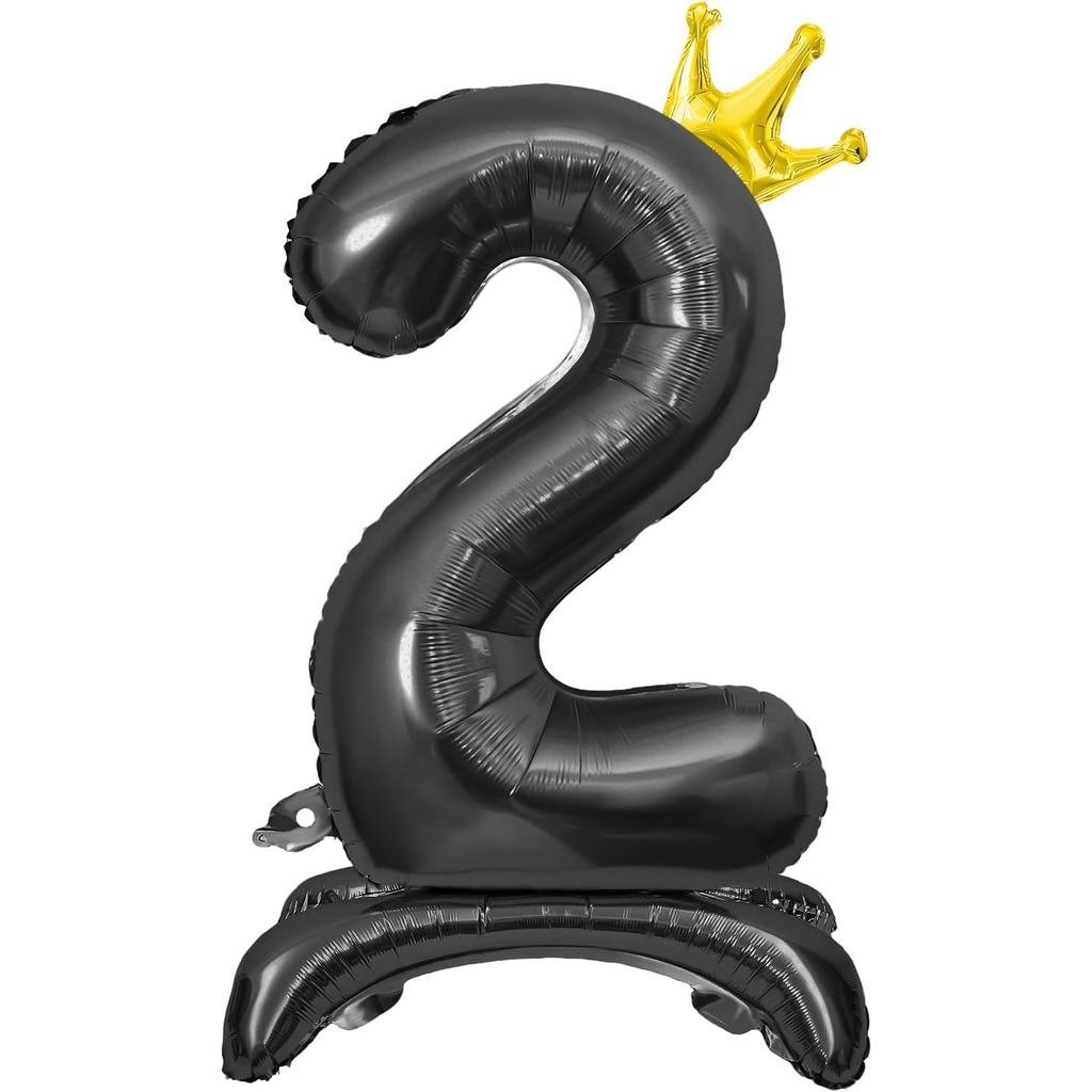 Bóng Số, Bóng Đứng Số 2 32 Inch Đen Đồ Trang Trí Sinh Nhật Thứ 2 Cho Bé Gái Lá 2 Bóng Bay Sinh Nhật 