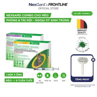  NexGard COMBO - Ống nhỏ gáy phòng nội ngoại ký sinh dành cho mèo - 1 hộp 3 ống 