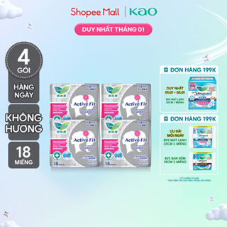  Combo 4 Băng vệ sinh hàng ngày Laurier Active Fit khử mùi kháng khuẩn 18 miếng 