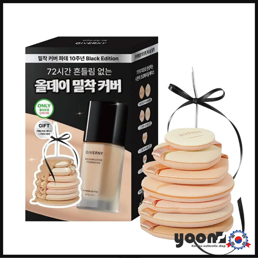 Kem nền Giverny Close Cover Foundation 30ml (kèm 7 bông phấn và ruy băng)
