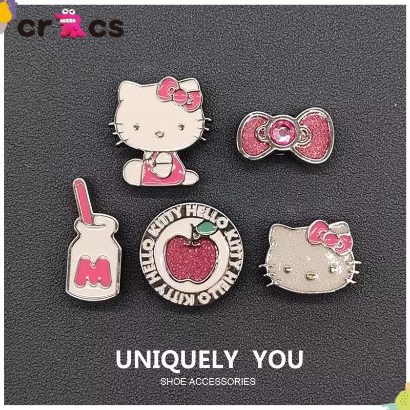 #Charm Ống Hút Màu Hồng Nơ Dép Dán Dép Trang Trí Giày Phụ Kiện Thích Hợp Cho Lỗ Giày 3D Ba Chiều Phụ Kiện