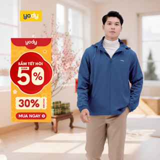    Áo khoác gió nam trượt nước thông minh YODY 2 lớp có mũ cản gió chống thấm AKM5041 