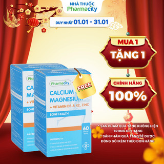  Viên uống Pharmacity Bone Health Calcium Magnesium Vitamin D3 K2 Zinc giúp xương răng chắc khỏe  60 viên  
